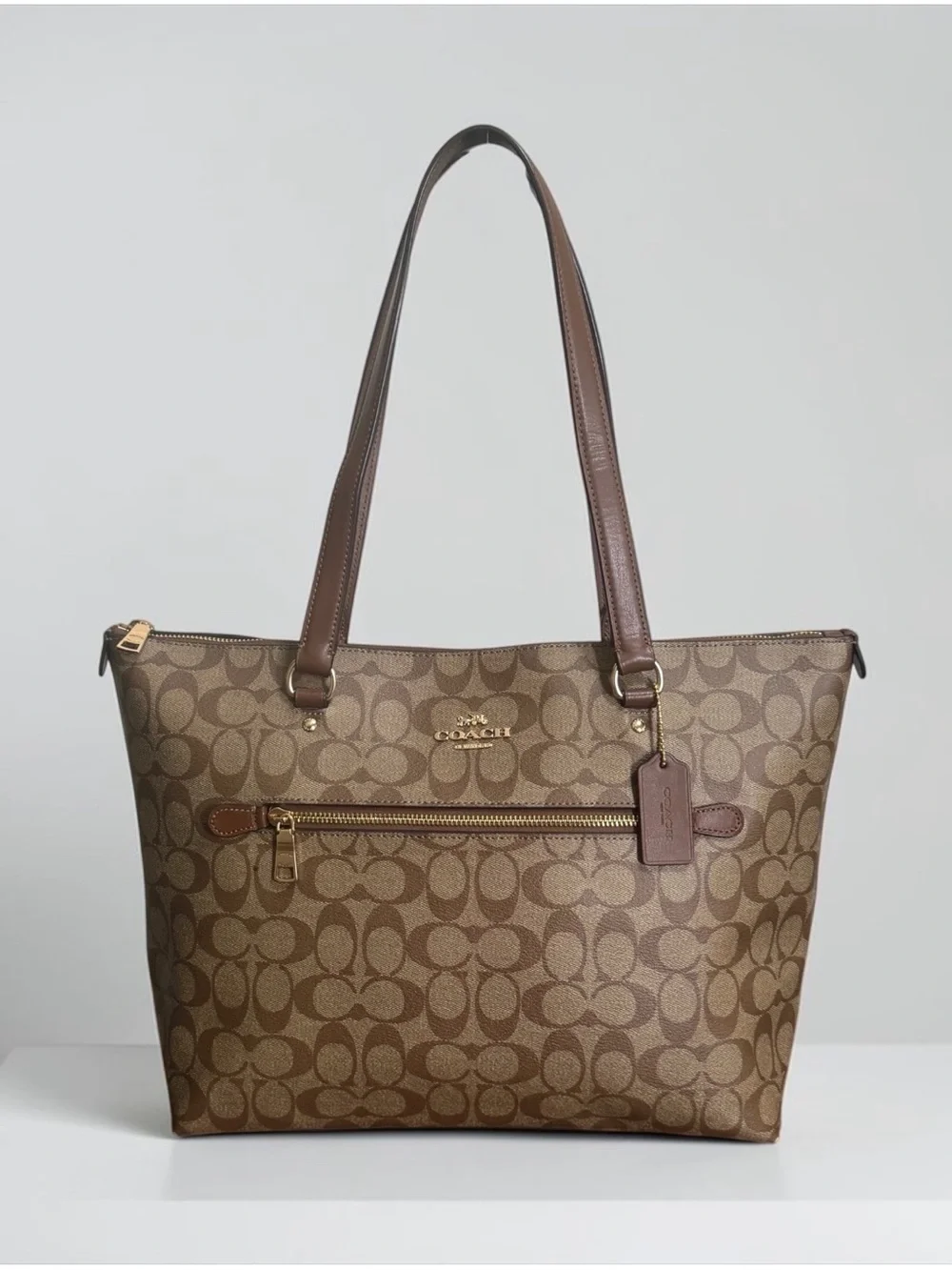 Authentic Coach Gallery Signature Khaki Saddle Tote! RARE! EUC!